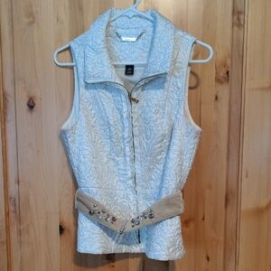 White House Black Market Embroidered Vest - Cream